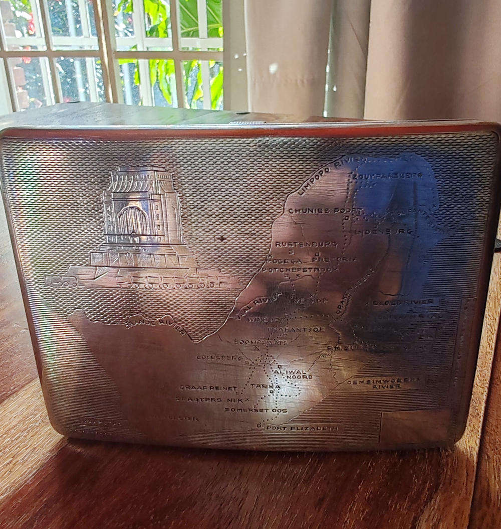 Vintage Voortrekker Pad Cigarette Case  Voortrekker Monument & Trek Route Map