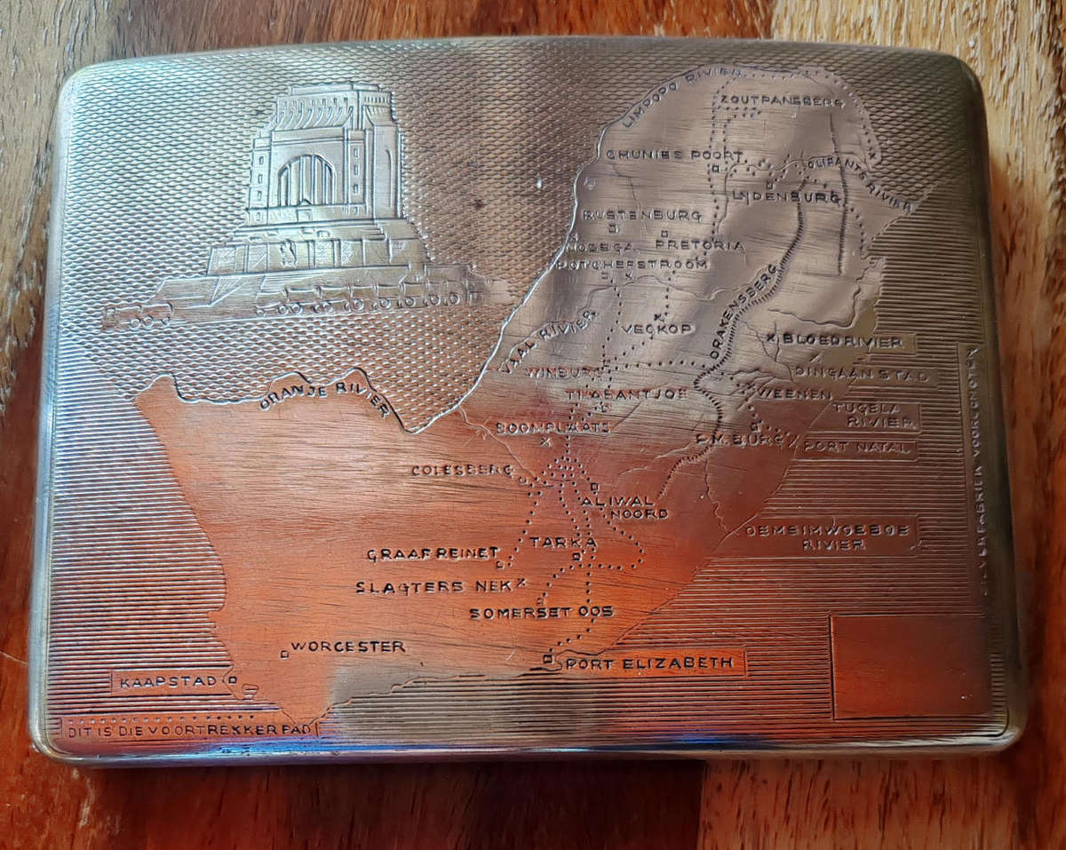 Vintage Voortrekker Pad Cigarette Case  Voortrekker Monument & Trek Route Map