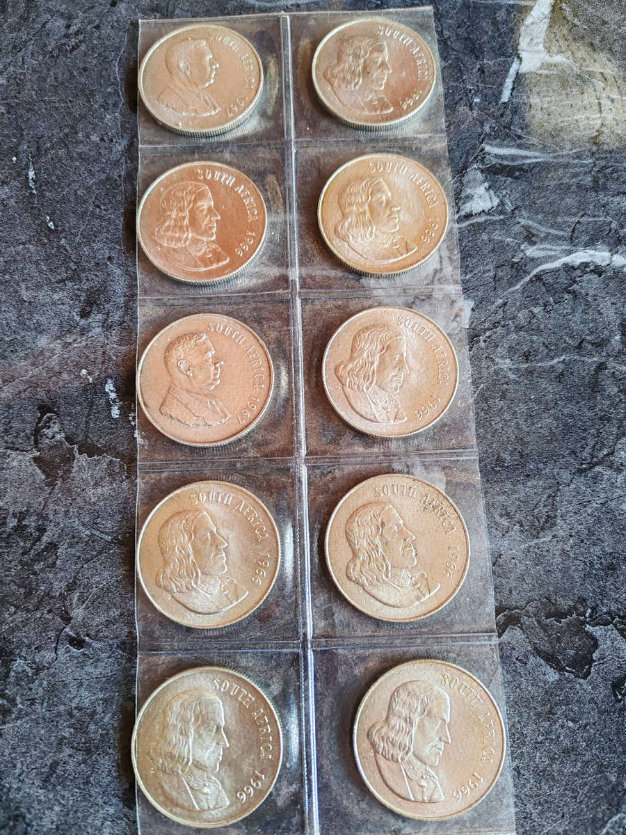 10 x South African 1 Rand Silver Coins (1960s)  80% Silver - LOT 1