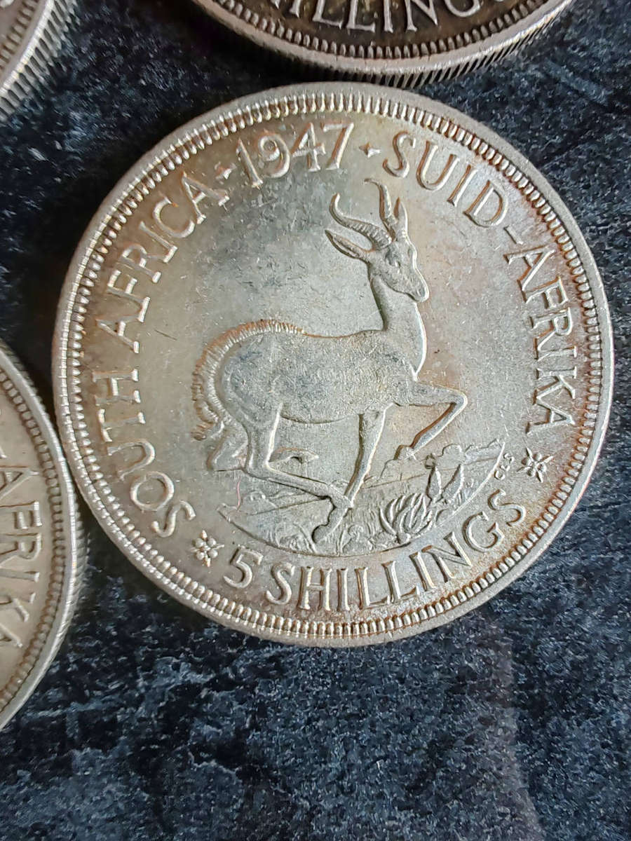 8 x South African 5 Shillings Silver Coins (1947)  80% Silver - LOT 5