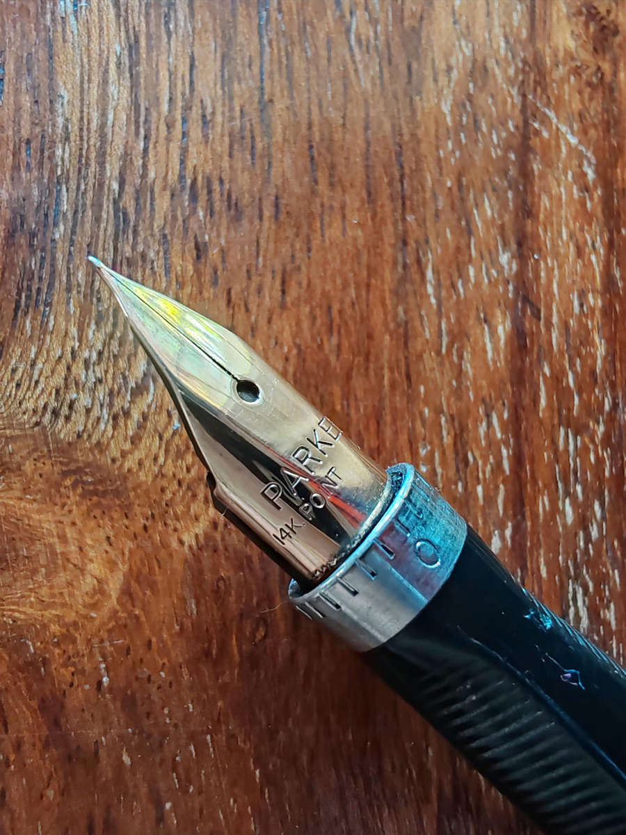 Vintage Parker 75 Sterling Silver Fountain Pen  Made in USA  14K Gold Nib