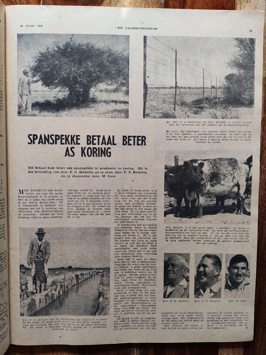 Landbouweekblad  29 Julie 1958 (Fair Condition)