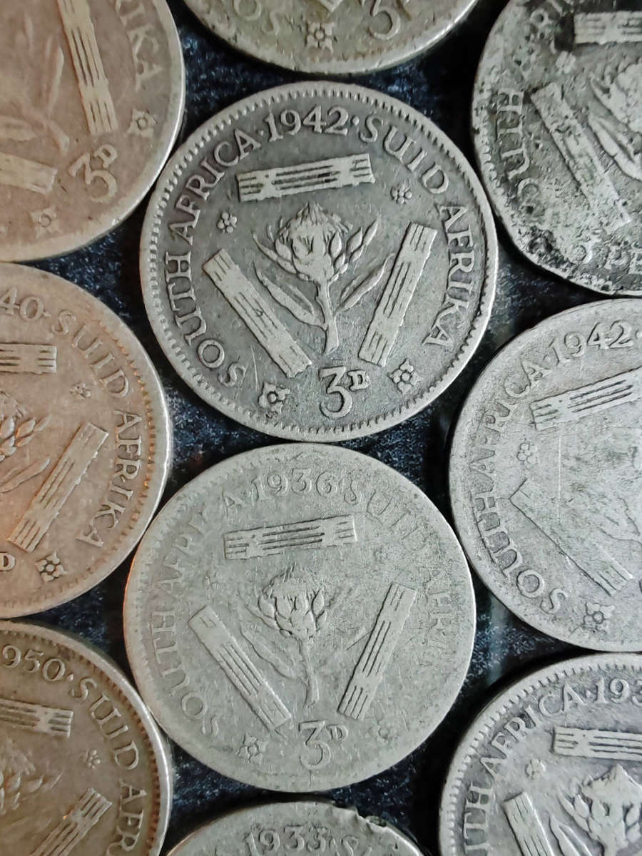 10 × South Africa 3 Pence  1930s1940s (80% Silver) - LOT 2