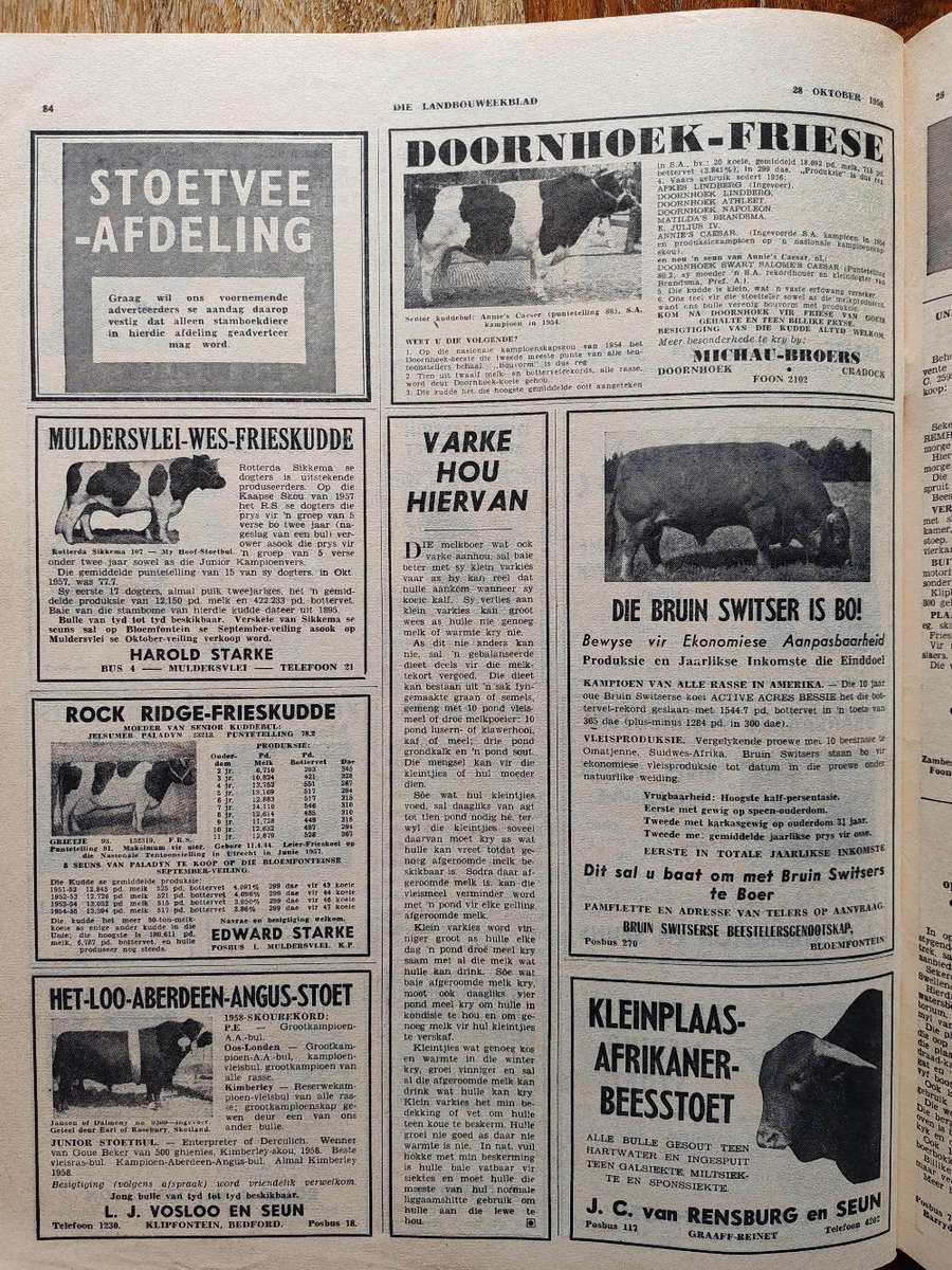 Landbouweekblad  28 Oktober 1958 (Fair Condition)