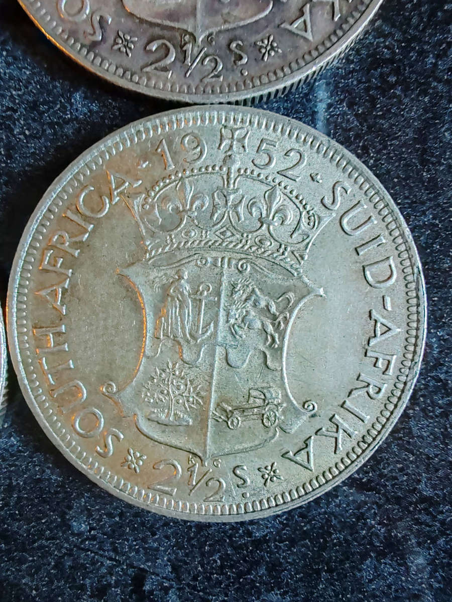 16 × South Africa 2½ Shillings  1952 (50% Silver) - LOT 1