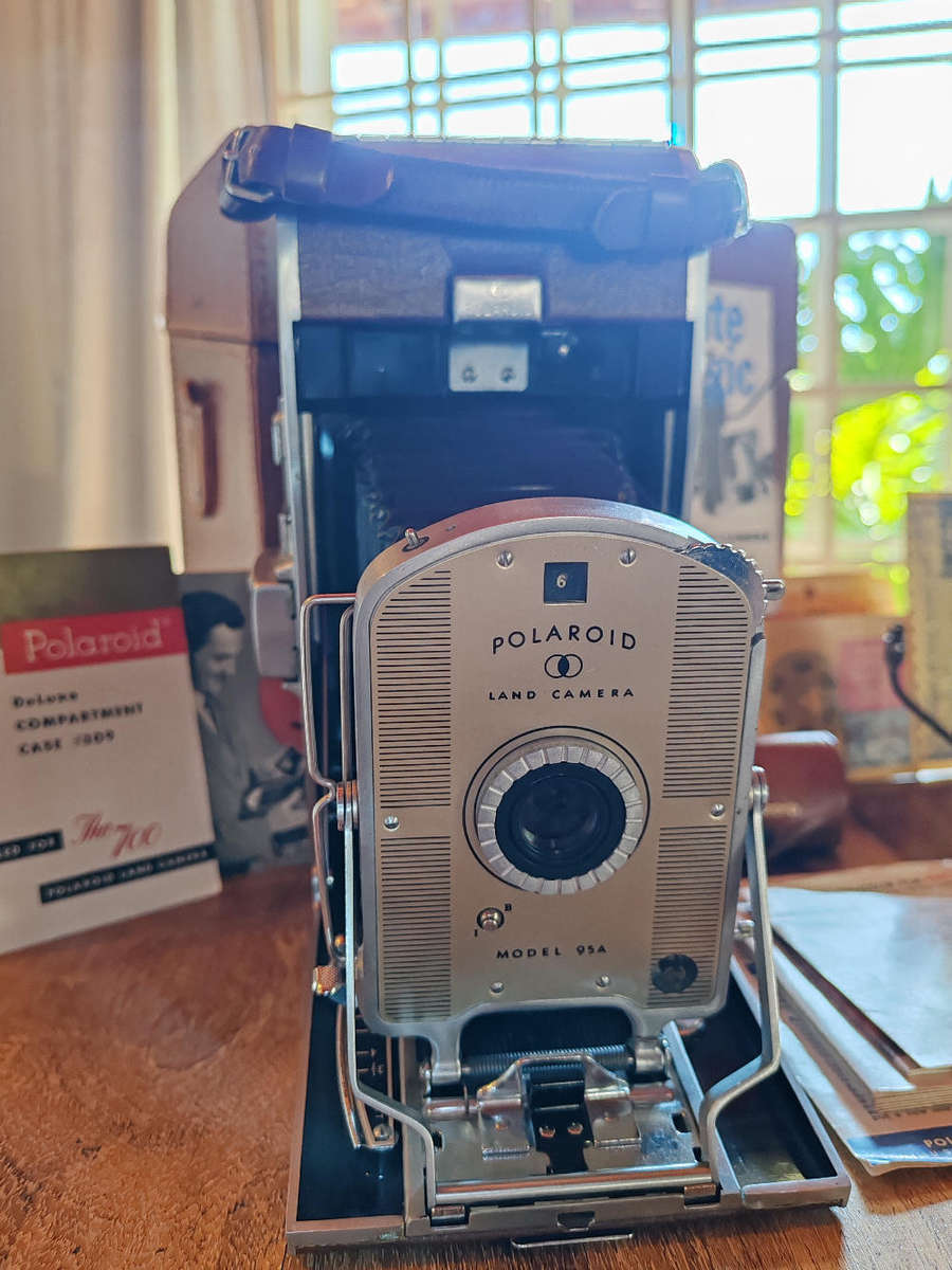 Vintage Polaroid Land Camera Model 95A with Accessories