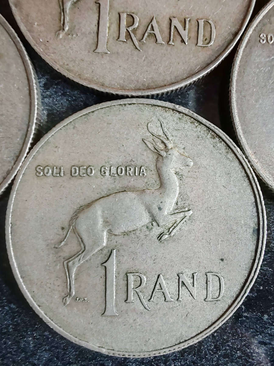 10 x South African 1 Rand Silver Coins (1960s)  80% Silver- LOT 9