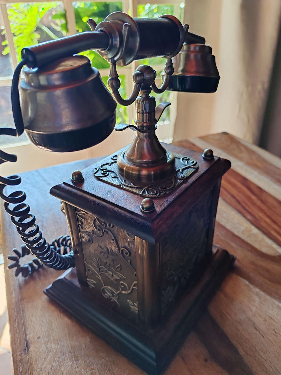 Siecle Collectable Telkom Telephone  Vintage Style (Wood & Brass)