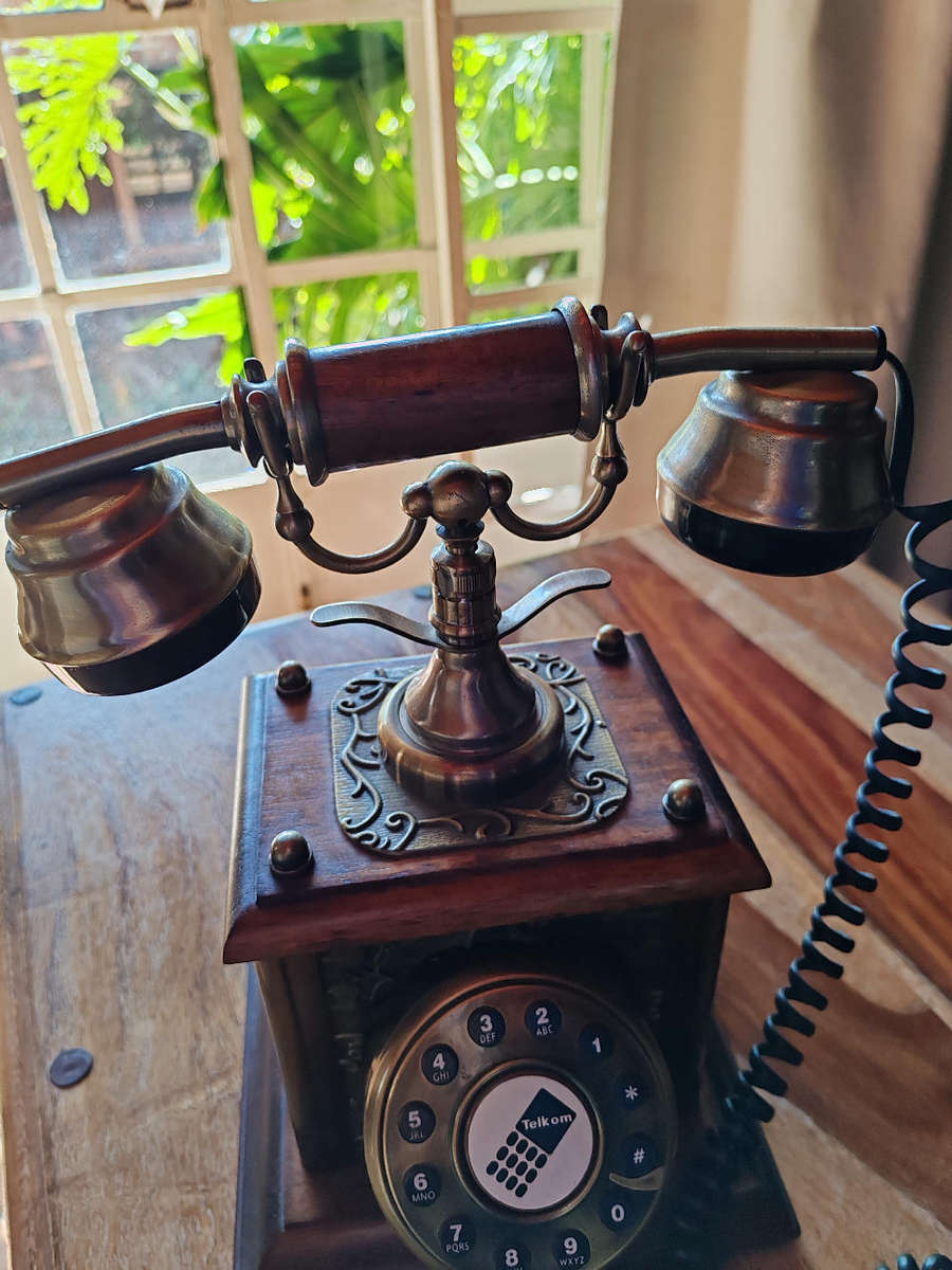 Siecle Collectable Telkom Telephone  Vintage Style (Wood & Brass)