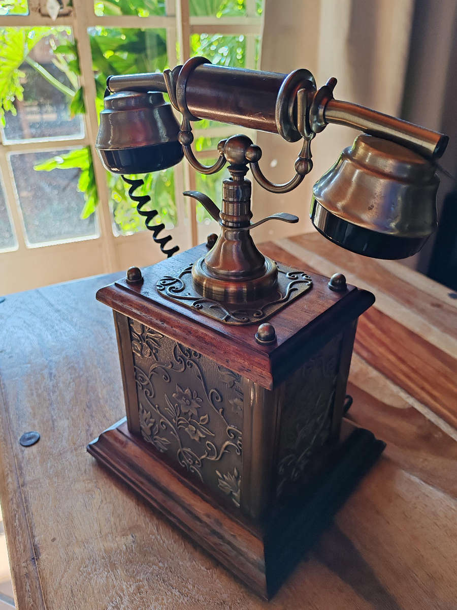 Siecle Collectable Telkom Telephone  Vintage Style (Wood & Brass)