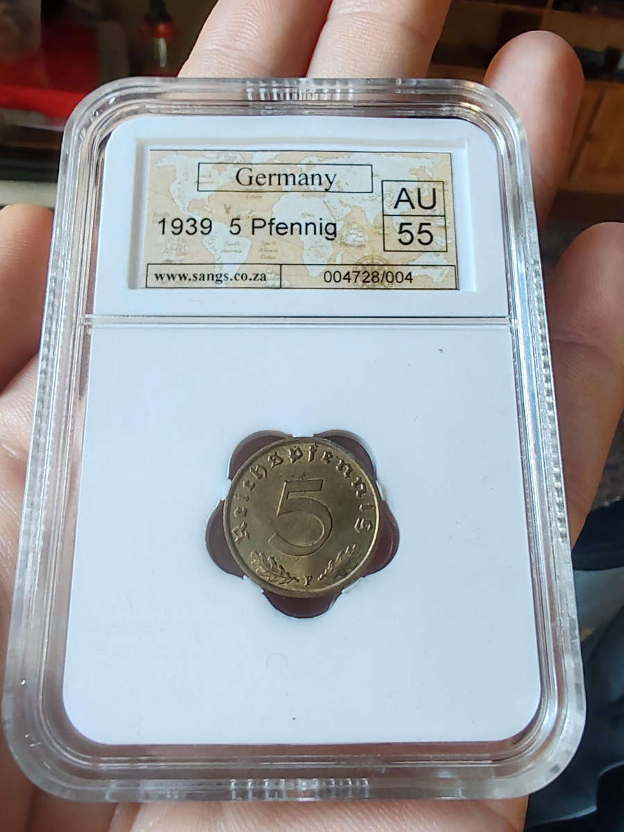 1939 Germany 5 Pfennig  SANGS AU55