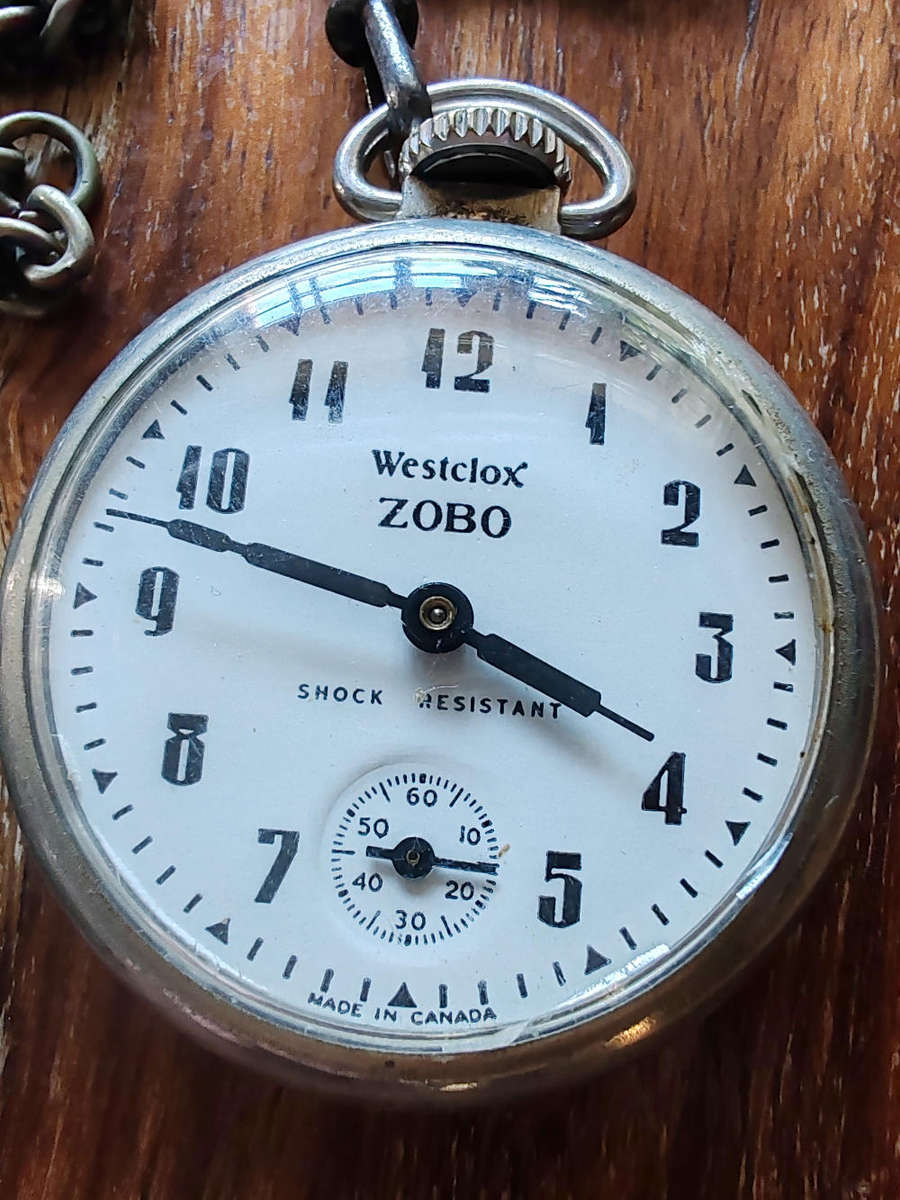 Vintage Zobo Westclox Pocket Watch  Not Working, Great Cosmetic Condition