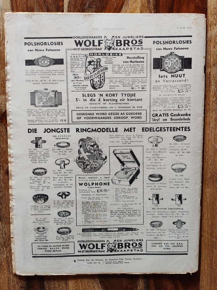 Huisgenoot  9 June 1939  Vintage South African Magazine