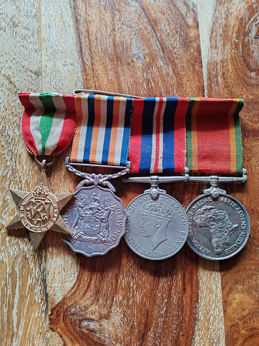 WWII South African Medal Group  Named to P4579 A.M. Emanuel