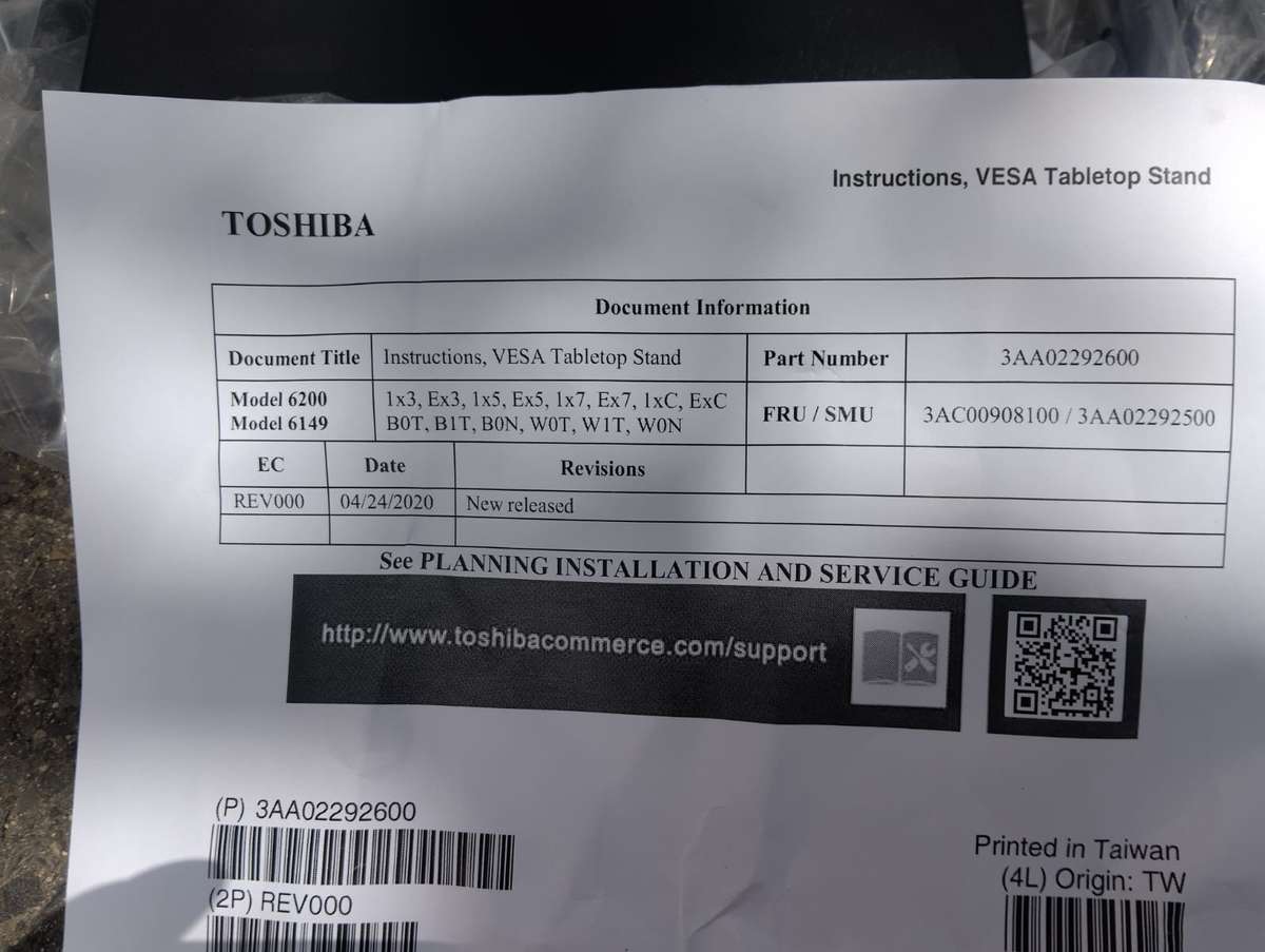 Toshiba/IBM Touch screen Monitor Stand (Model: 6200/6149)