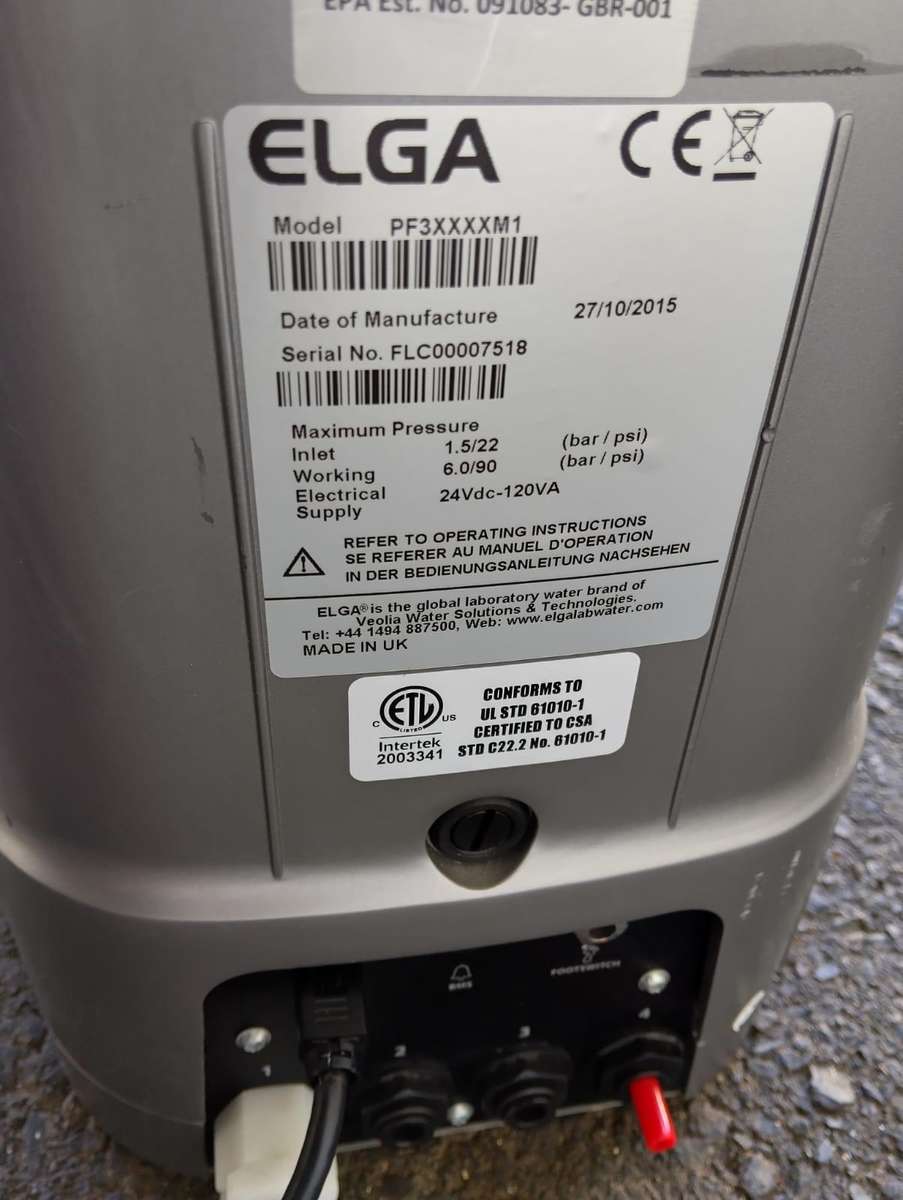 Elga Veolia PF3XXXXM1 Purelab Flex 3 Water Purification System