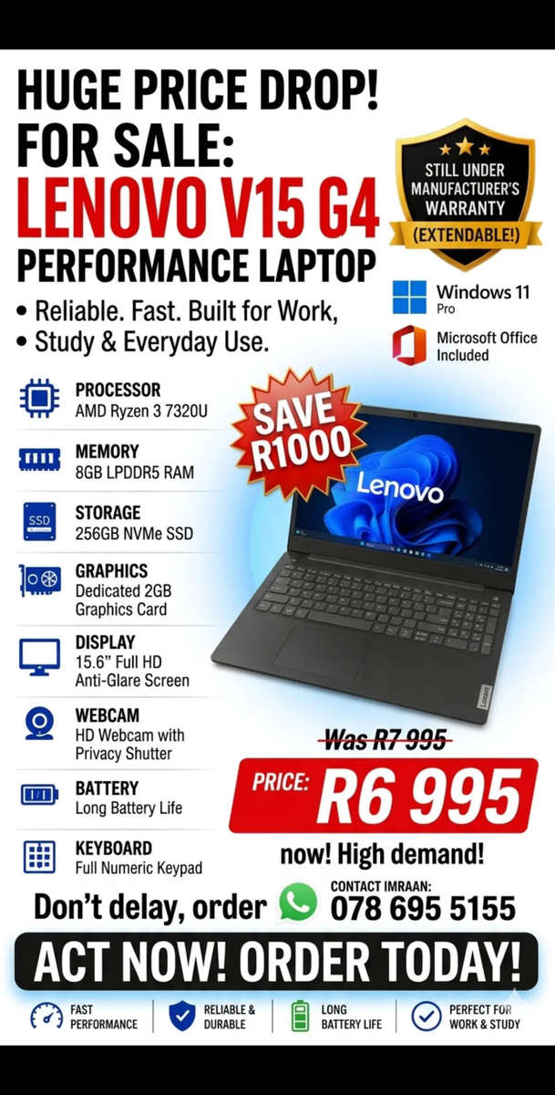Lenovo V15 AMN performance laptop - secondhand