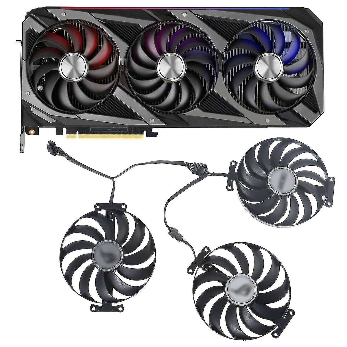 Asus ROG STRIX RTX 3080 Fan Set (3×)  All Working, Middle Fan Squeaks | Used