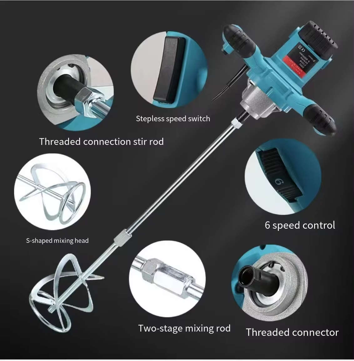 Handheld Industrial Paint Cement Mixer 1200W