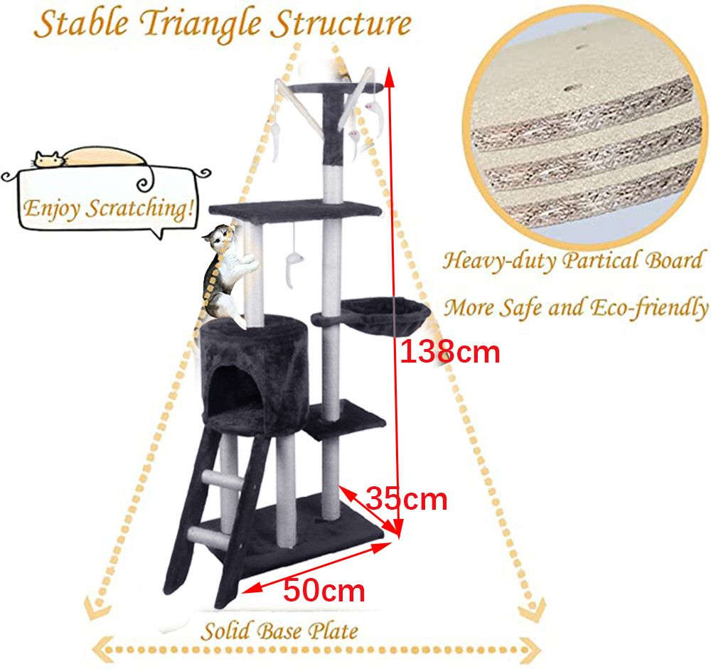 Multi-Level Cat Tree Tower with Perch Climbing Stand for Small Medium Cats