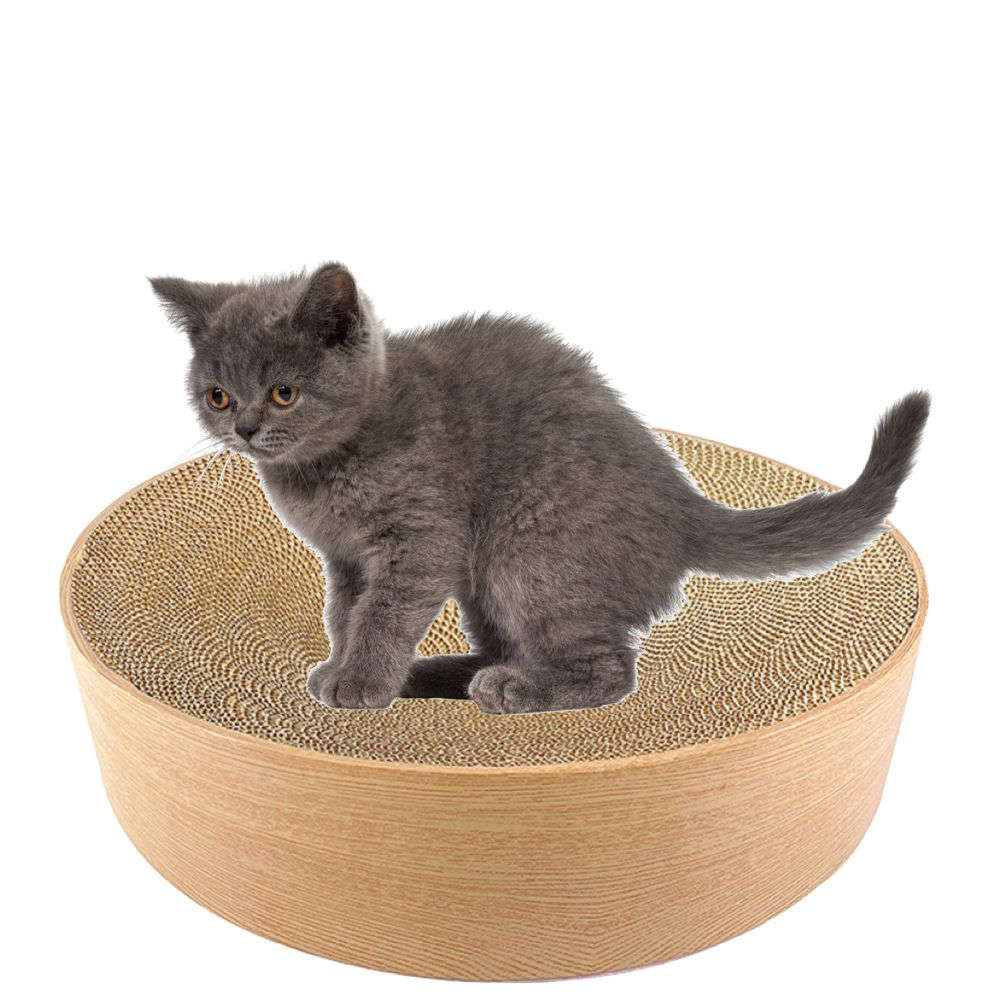 Pet Safe Durable Round Corrugated Scratch Board Lounging Bed (40x10cm)