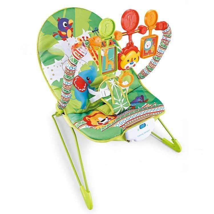 Baby Bouncer and Rocker Chair with Soothing Vibrations, Recline - Green