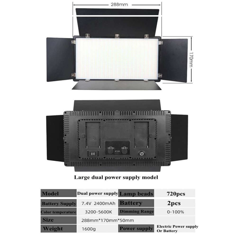 Rechargeable Video Led Light Kit  Pro LED 800 Photography (3200 - 6500K)