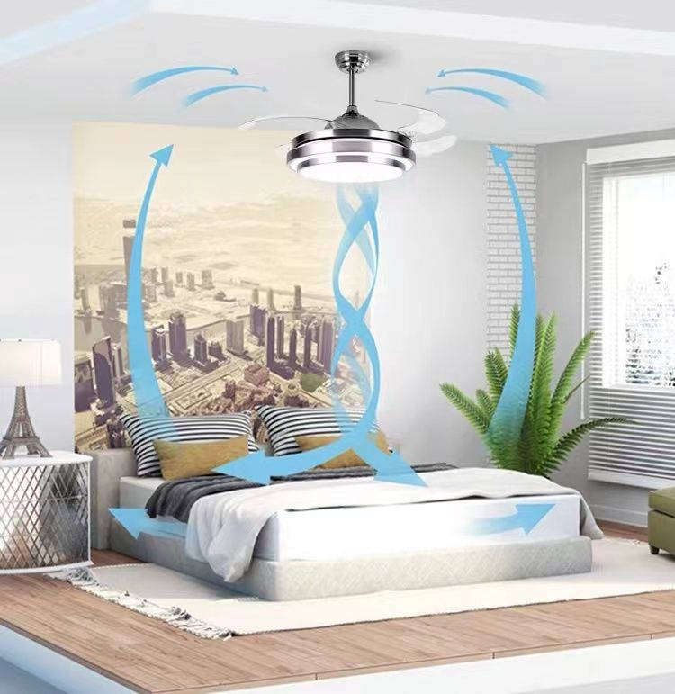 Fashion 4 Blade Ceiling Fan With Extendable Blades and Light with Remote