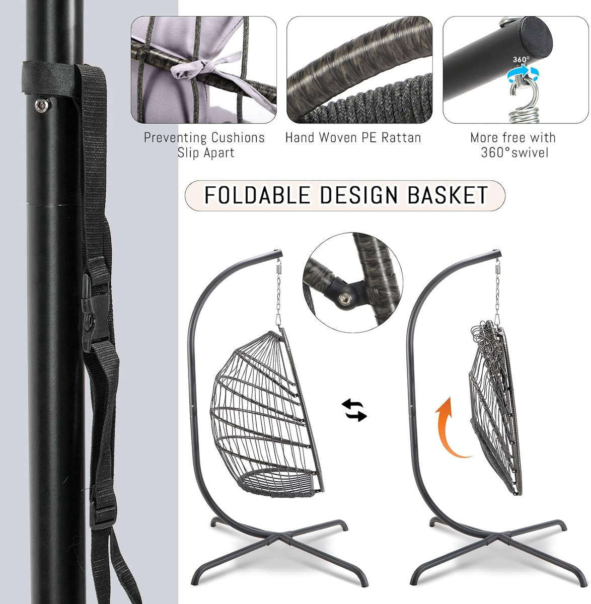 Indoor And Outdoor Rattan Patio Basket Chairs With UV Resistant Cushions