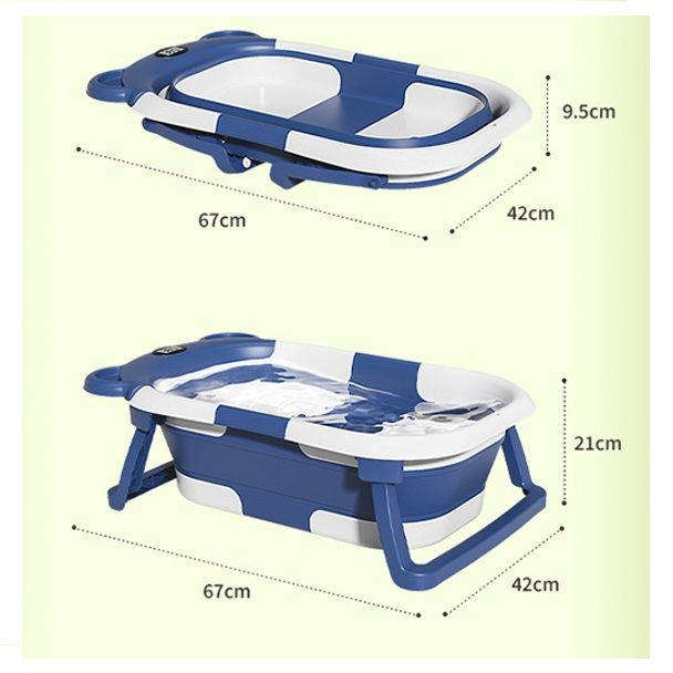 Foldable Baby Bathtub Collapsible Portable Instant Temperature Display - Pink