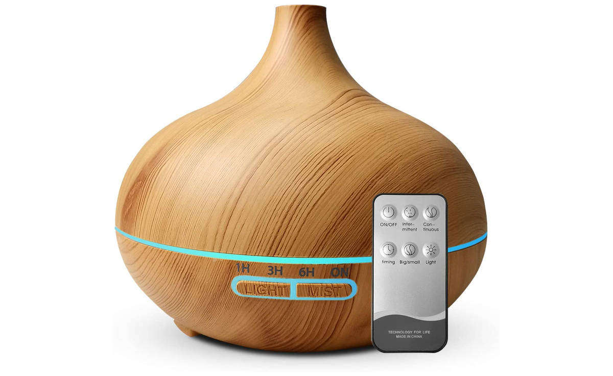 550ML Remote Control Essential Oil Diffuser and Humidifier - Brown
