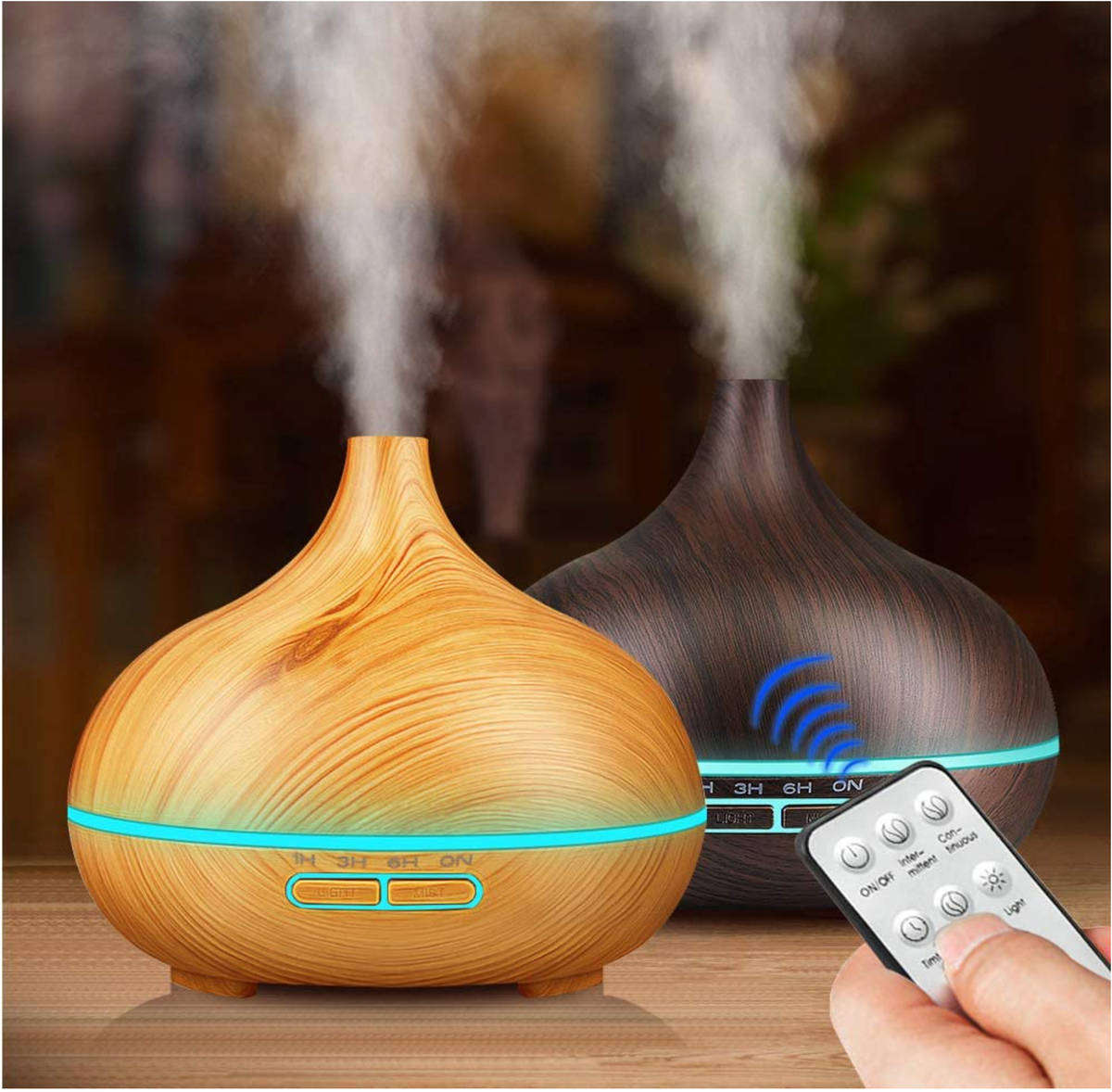 550ML Remote Control Essential Oil Diffuser and Humidifier - Brown