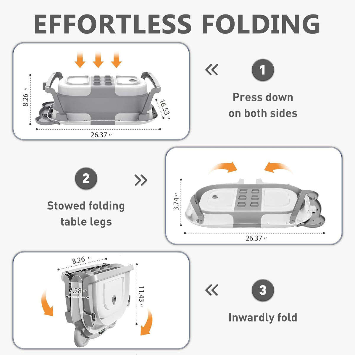 Portable Collapsible Baby & Infant Bath Tub Cushion & Temperature Sensor - Grey, White