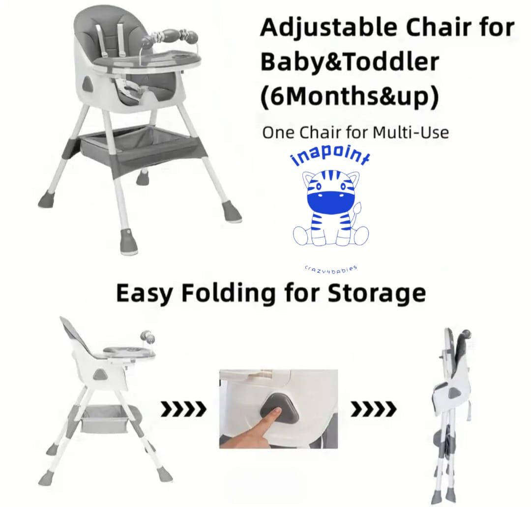 Crazy For Baby Feeding High Chair With Sensory Toy and Bowl Set - Grey