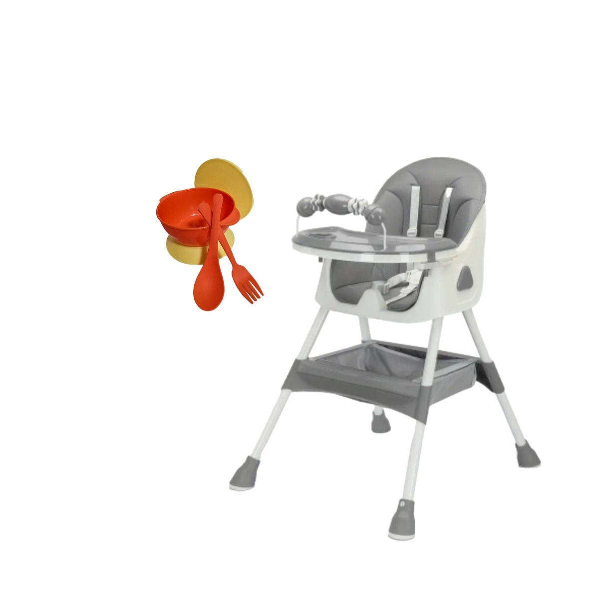 Crazy For Baby Feeding High Chair With Sensory Toy and Bowl Set - Grey