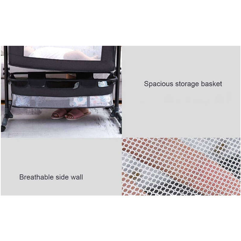 Multifunctional Bedside Sleeper Baby Bed Crib BB-32-BLACK