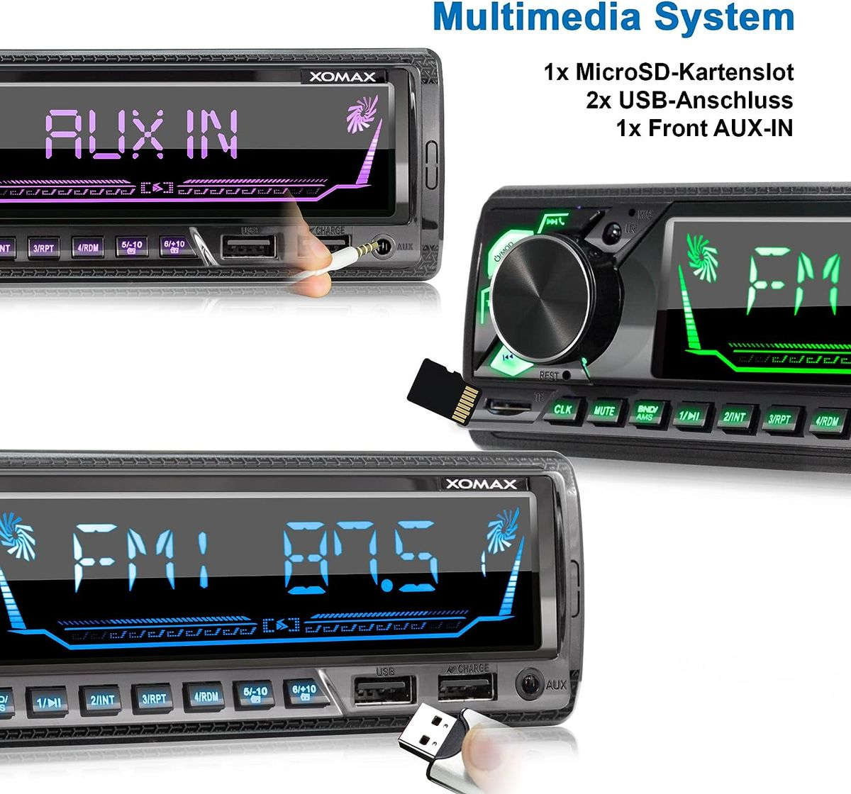 Car Radio with AM/FM Bluetooth Hands-Free Kit with Remote