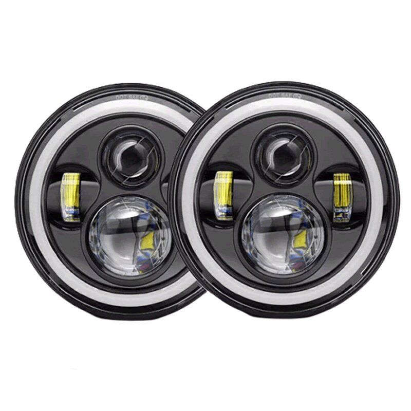 75W Round 7 Inch LED Headlight For Jeep Wrangler Off-Road - Set Of 2
