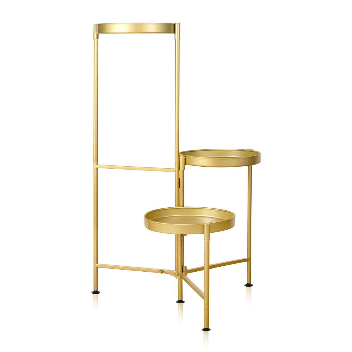 Garden Home Decor Pot Plant Display Stand Foldable Flower Pot Holder - 3 Tier - Gold