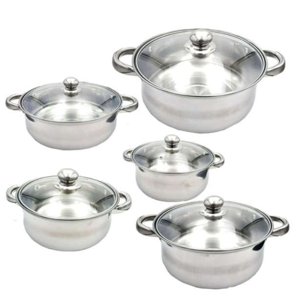 Stainless Steel 10 Piece Pot Set