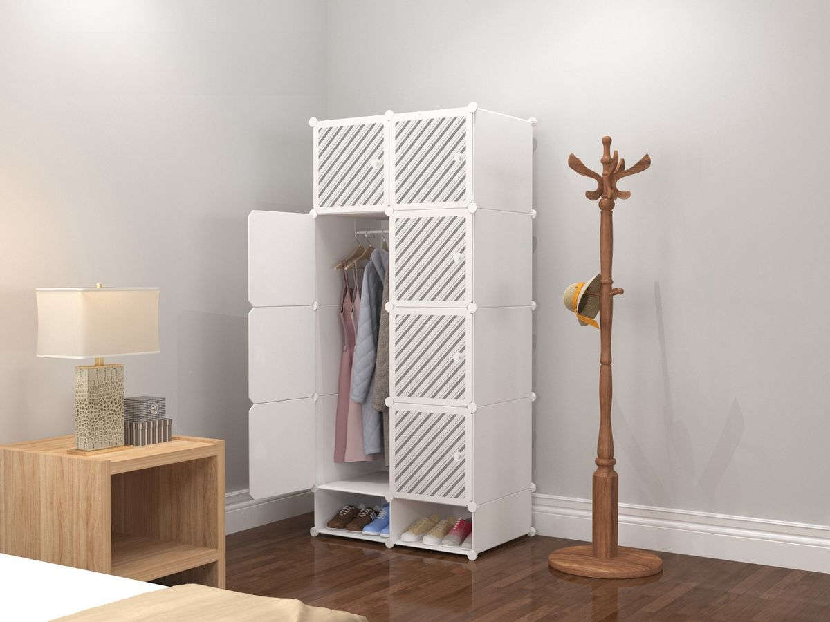 Portable 8 Cube Wardrobe - White