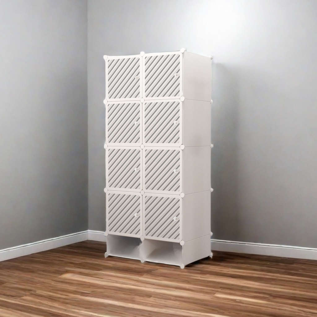 Portable 8 Cube Wardrobe - White