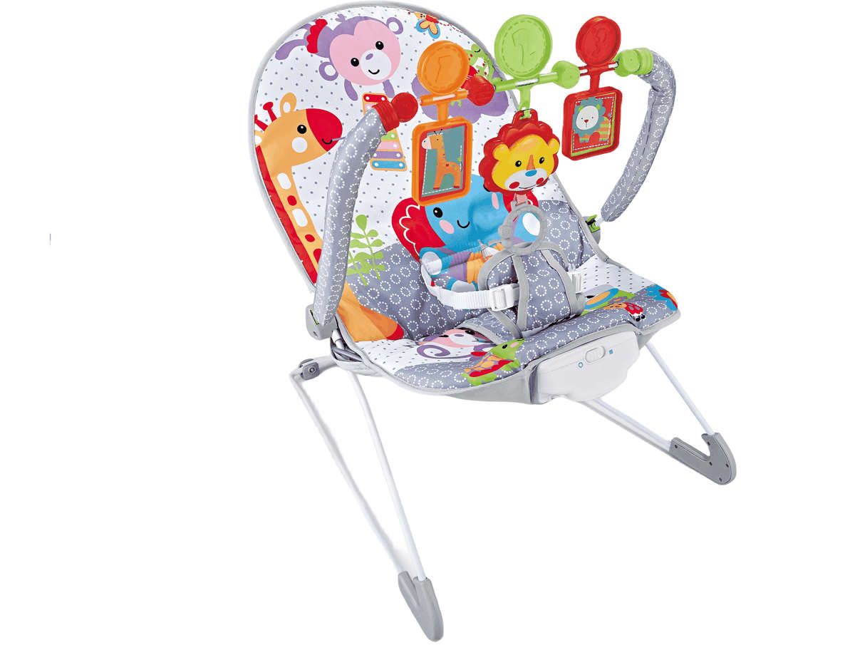 Baby Bouncer and Rocker Chair with Soothing Vibrations, Recline - Grey
