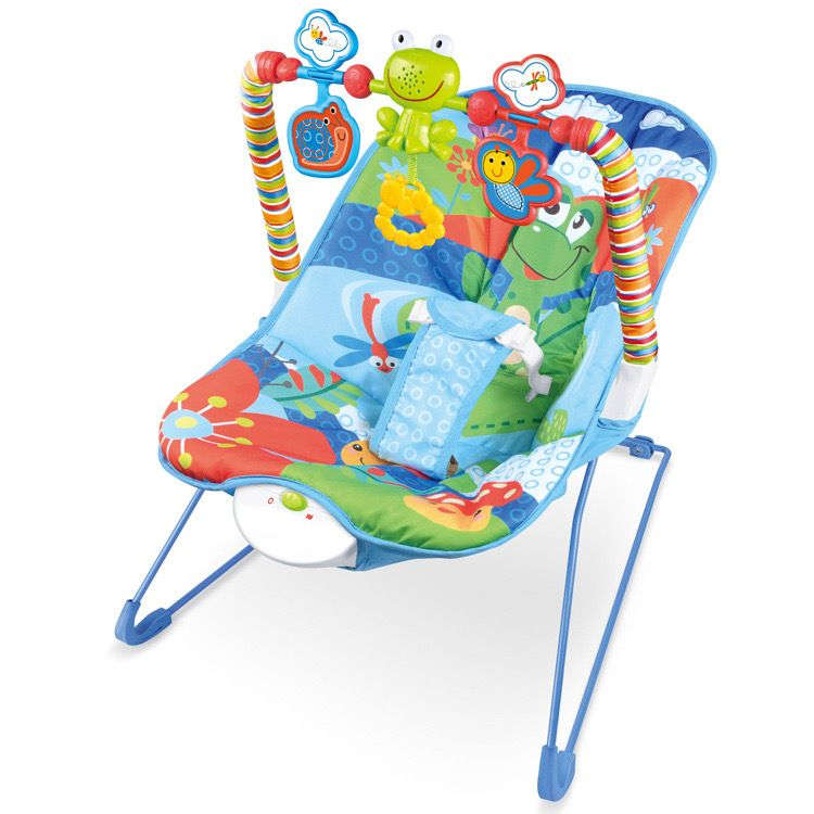 Baby Bouncer and Rocker Chair with Soothing Vibrations, Recline - Blue