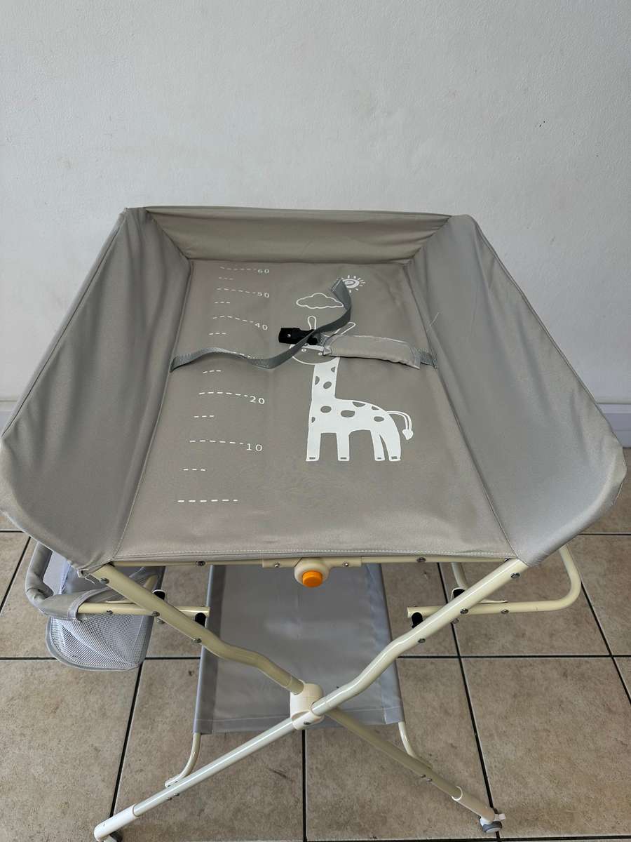 Folding Baby Changing Table Diaper Station with Wheels - Grey
