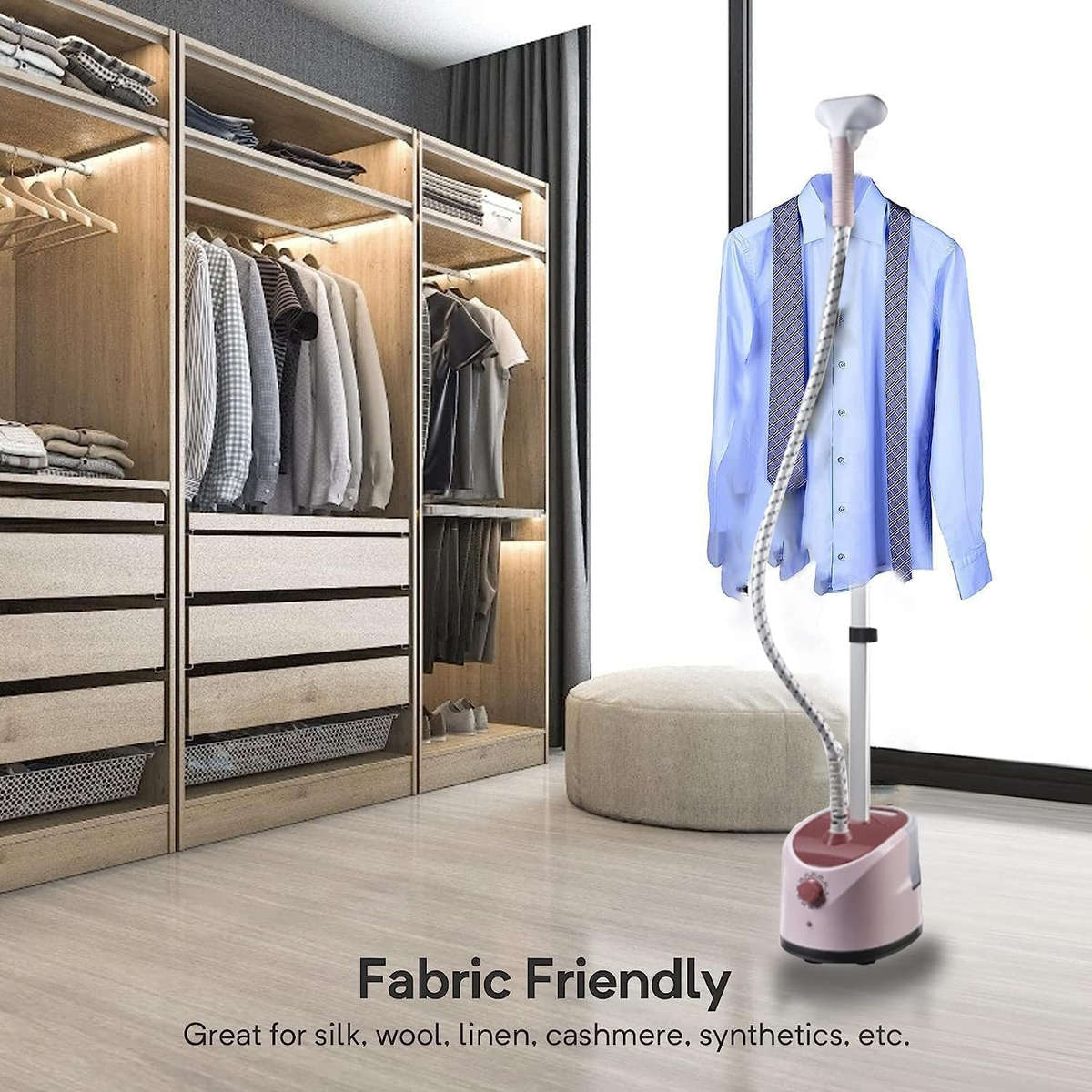 Easy-touch vertical garment steamer