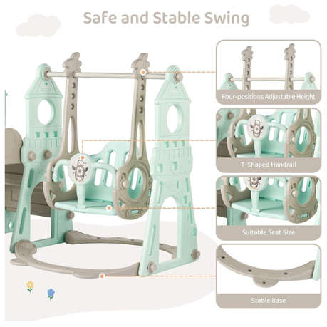 3 In 1 - kids Indoor Playground Kindergarten Multifunctional Slide Swing