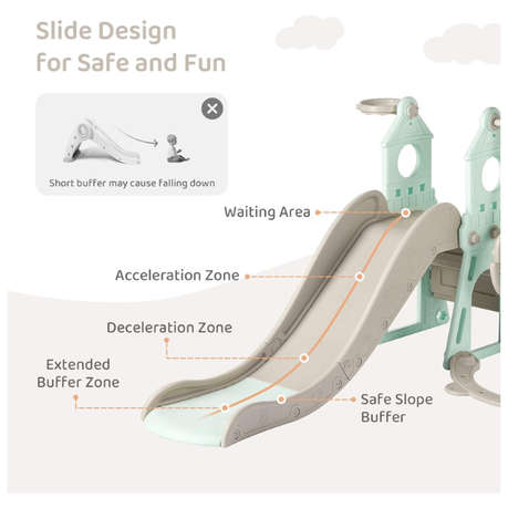 3 In 1 - kids Indoor Playground Kindergarten Multifunctional Slide Swing