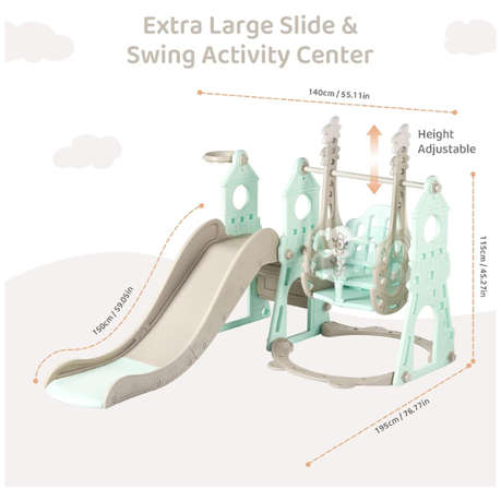 3 In 1 - kids Indoor Playground Kindergarten Multifunctional Slide Swing