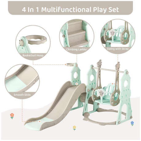 3 In 1 - kids Indoor Playground Kindergarten Multifunctional Slide Swing